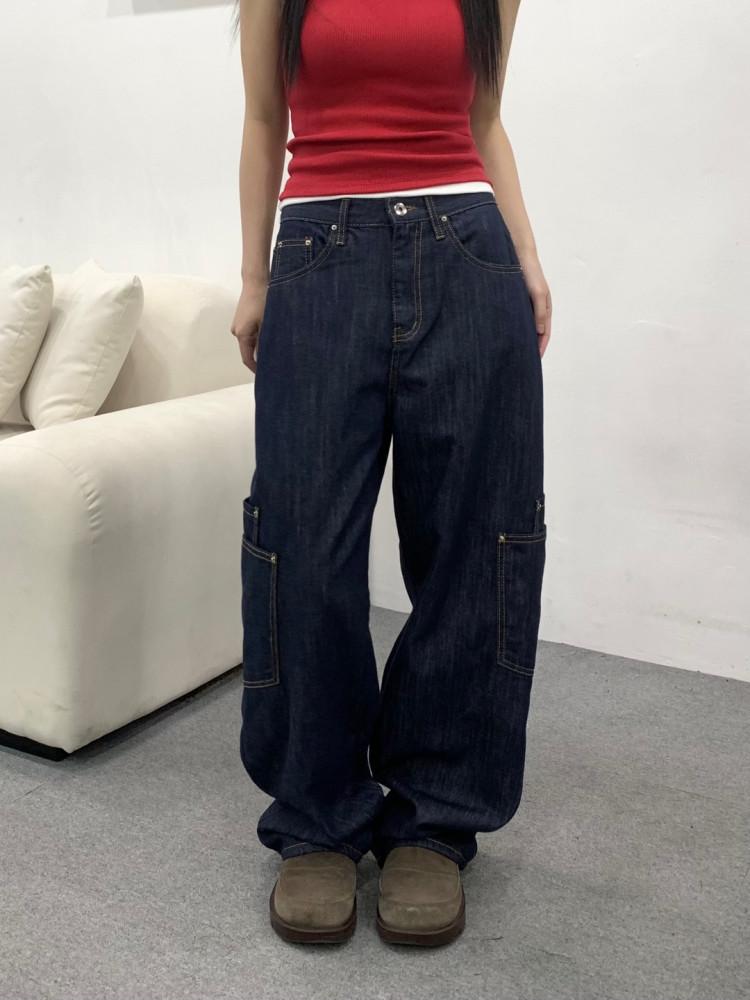 논페이드 생지 카고 와이드 데님 팬츠 (2col)