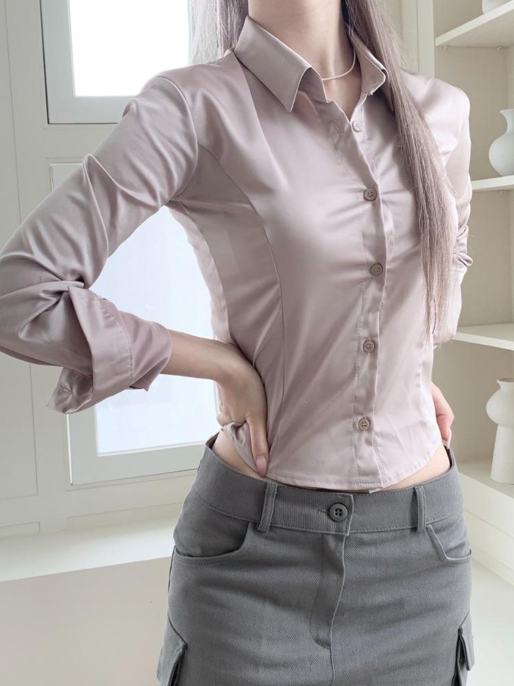Satin slim shirt