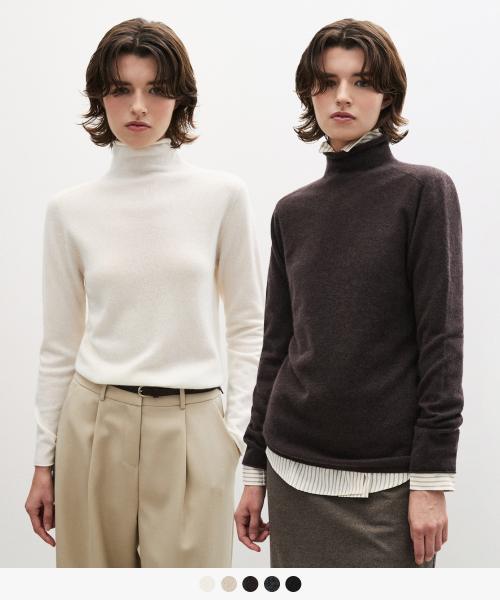 [보라끌레르X수아레](우먼)캐시미어 100 홀가먼트 터틀넥 니트 - 5 COLOR