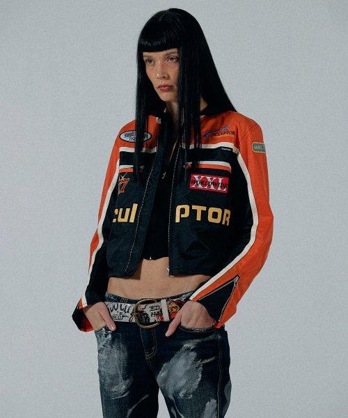 Color Block Motor Jacket Orange/Black