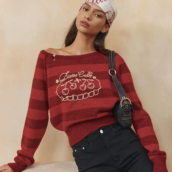 Margot Stripe Knit-Red