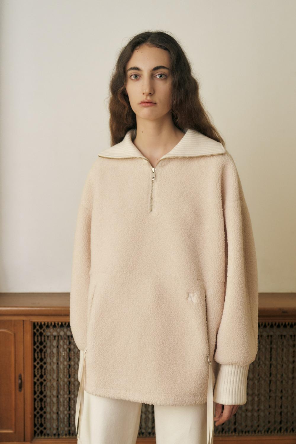(UNISEX) OVERSIZED FAUX SHEARLING ANORAK, IVORY