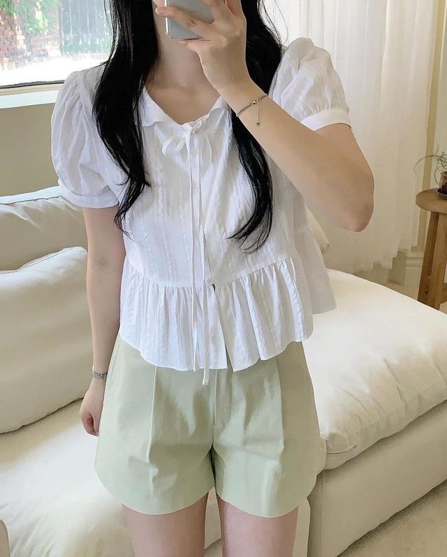 퍼니 카라 리본 블라우스 (2col)