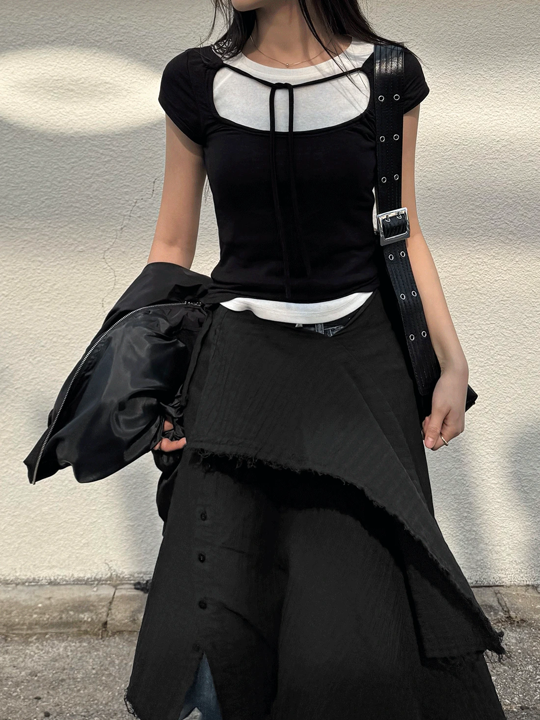 LAYERED COLOR SHIRT SLEEVE TOP