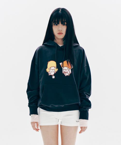 YOUHEE X LITTLE TWIN STAR BASIC HOODIE CHARCOAL