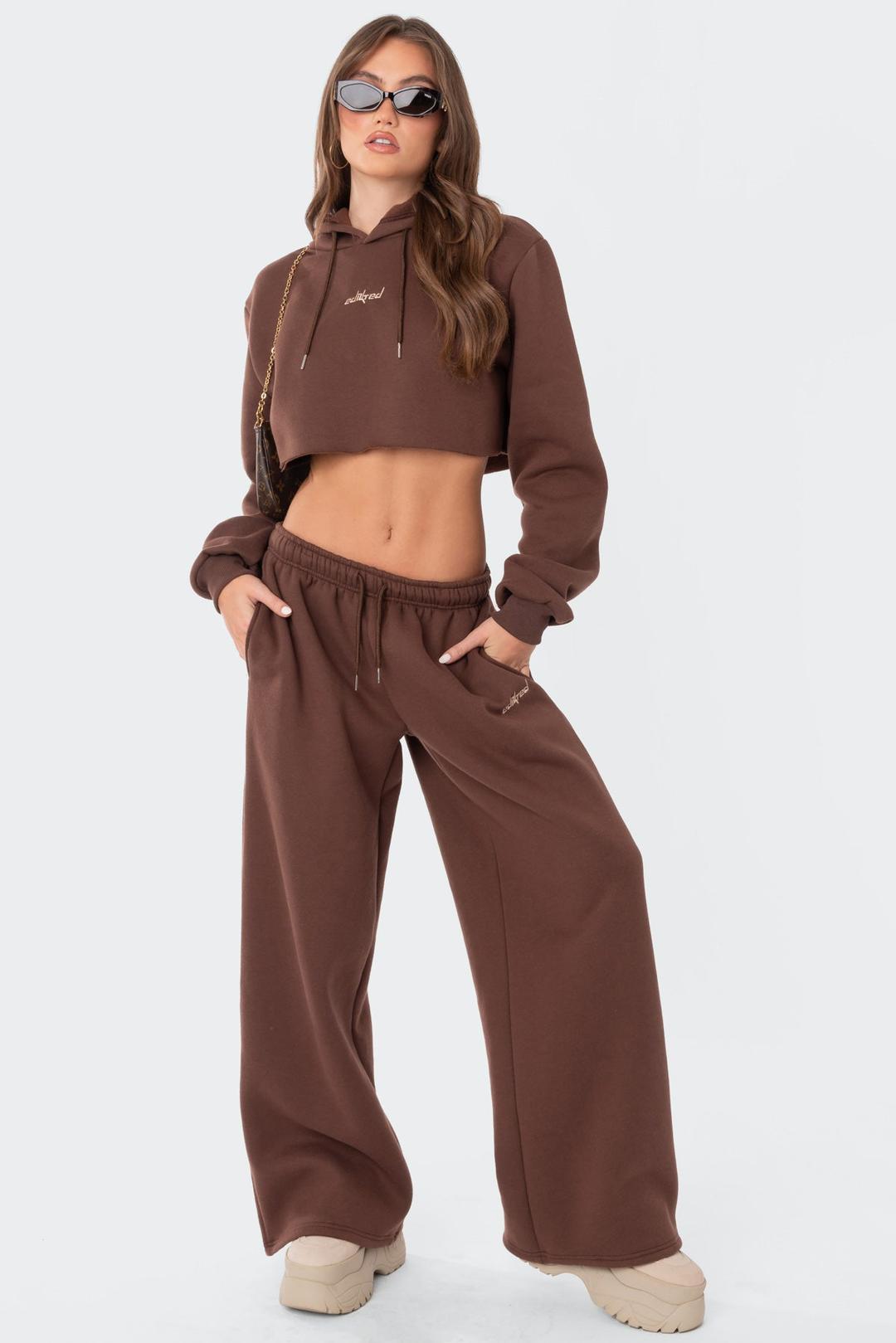 Brenna Low Rise Wide Sweatpants - BROWN / XS
