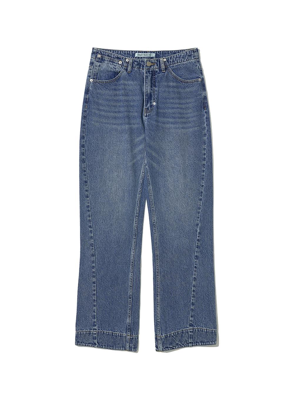 [WOMEN] VINTAGE WASHED ASSYMETRIC JEANS_DARK BLUE