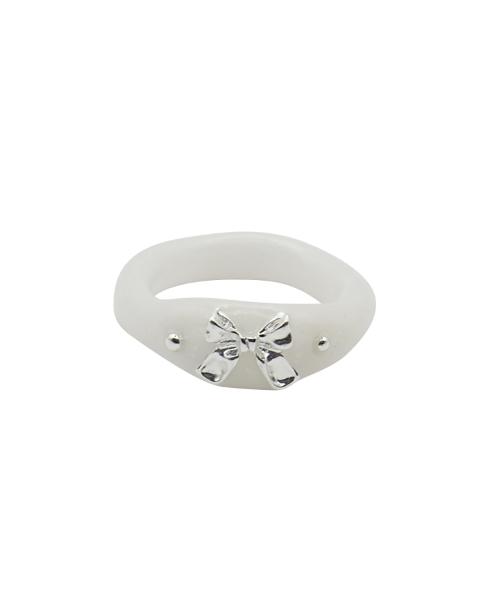 ribbon metal ring-white
