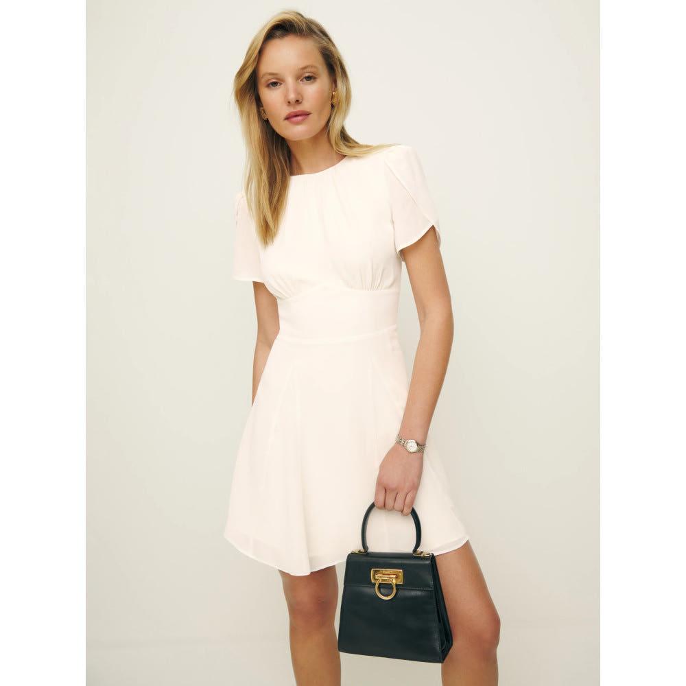 리포메이션 미니 여름 원피스 퍼프 슬리브 플라워 드레스 Lula Dress IVORY