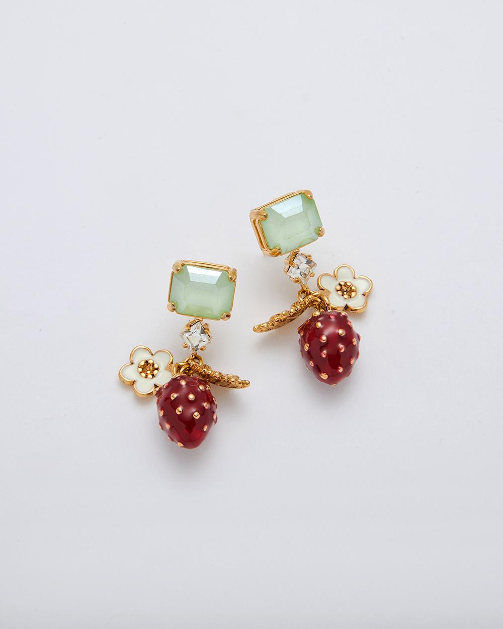 Crystal & Berry Earrings Red