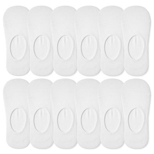 베이스알파 에센셜 여성용 안벗겨짐 페이크삭스 12켤레, 화이트, 230~250mm