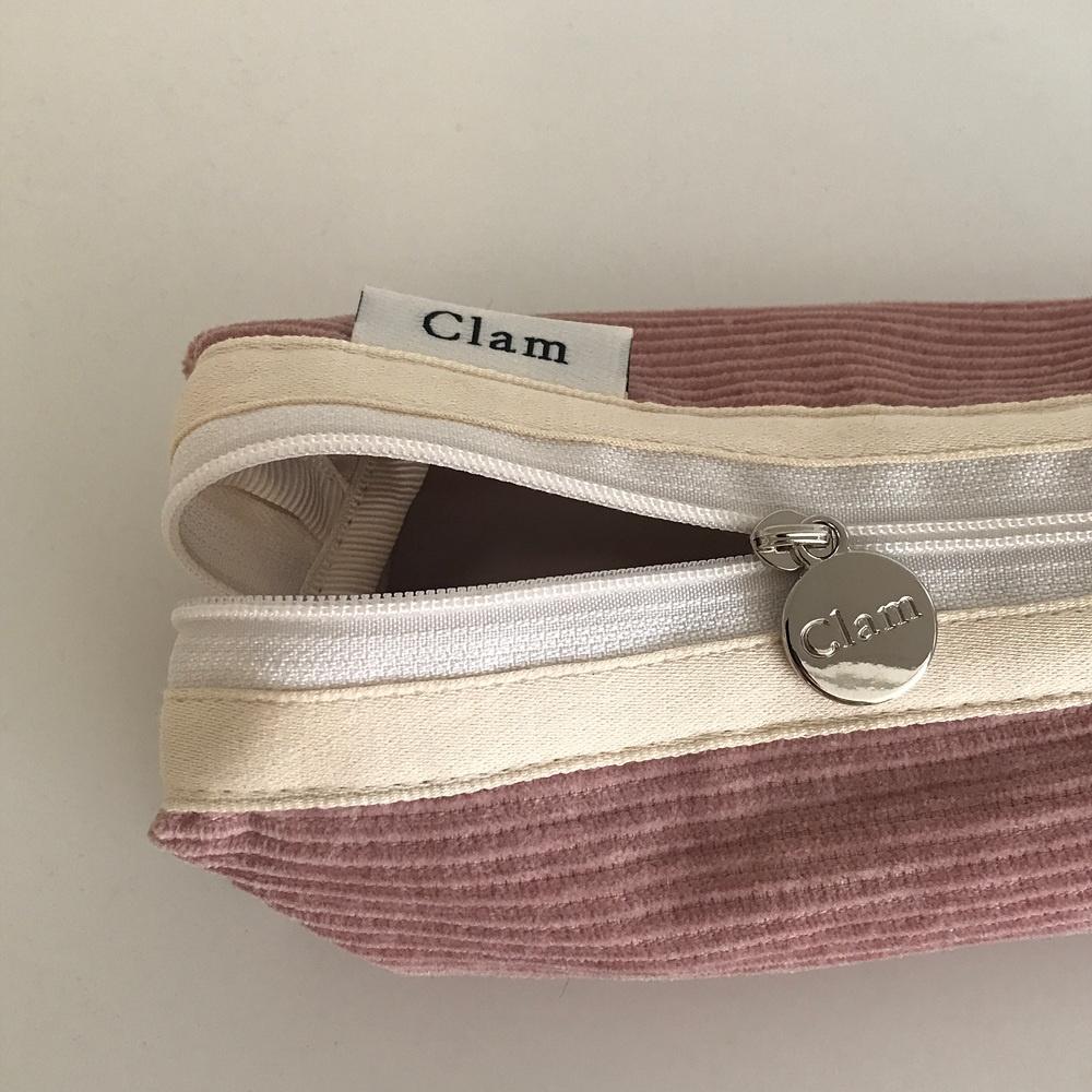 Clam round pencilcase _ Corduroy warm pink