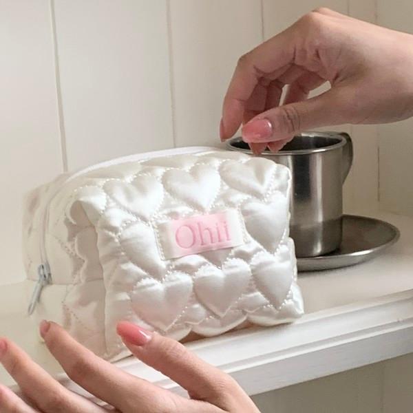 하트 새틴 파우치