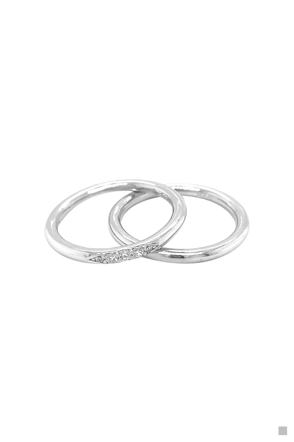 레이어드 베이직 큐빅 셀카 반지 세트