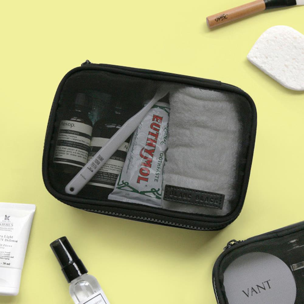 앞면 메쉬 사각 화장품 파우치 L