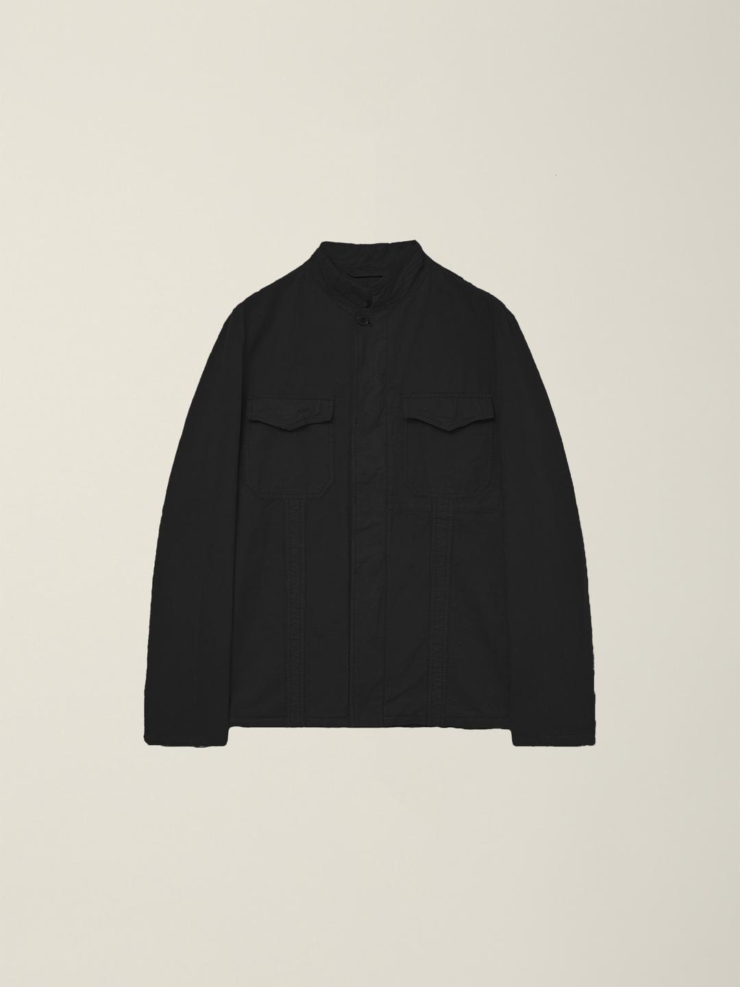 GARMENT DYED MILITARY SHIRT JACKET BLACK