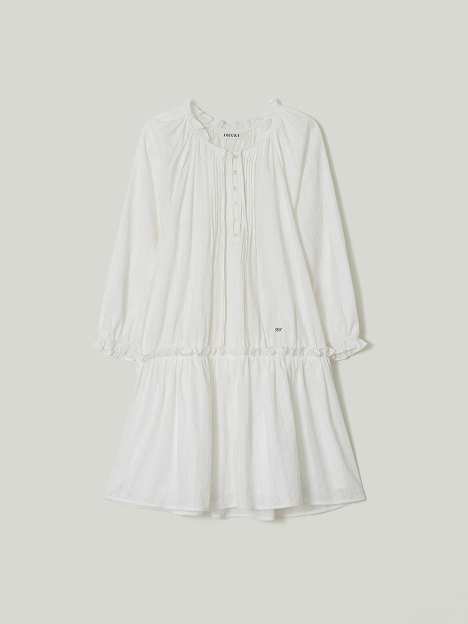 Pintuck Volume Dress White