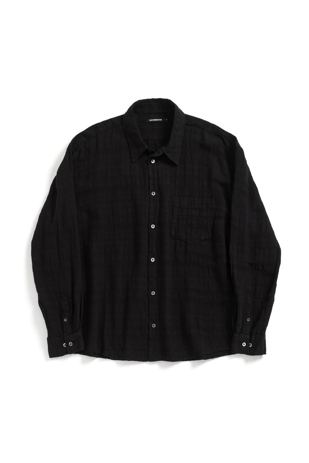 Classic Shirt Gauze Stripe Over Dyed Black