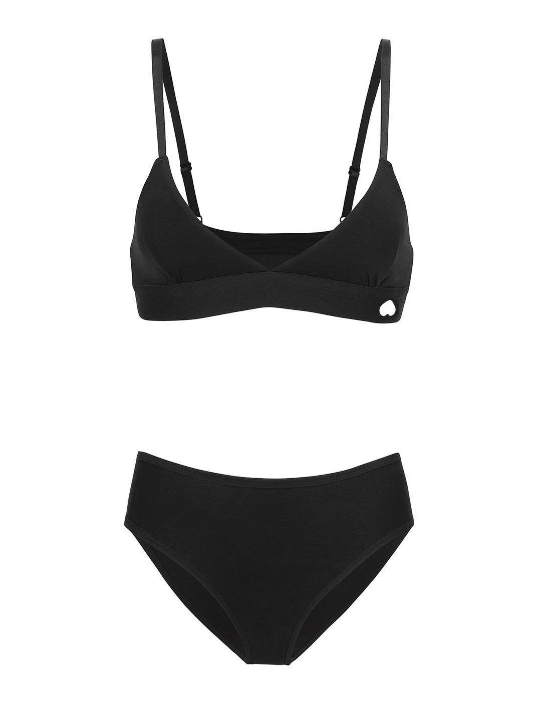 컷아웃 밴드 브라렛 & 팬티_블랙