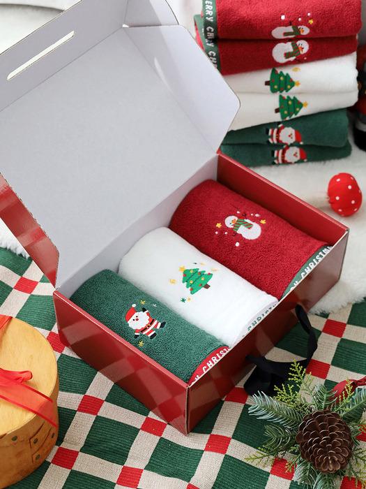 크리스마스 블링블링 140g 세면타올 3매 선물세트 (전용손잡이박스)