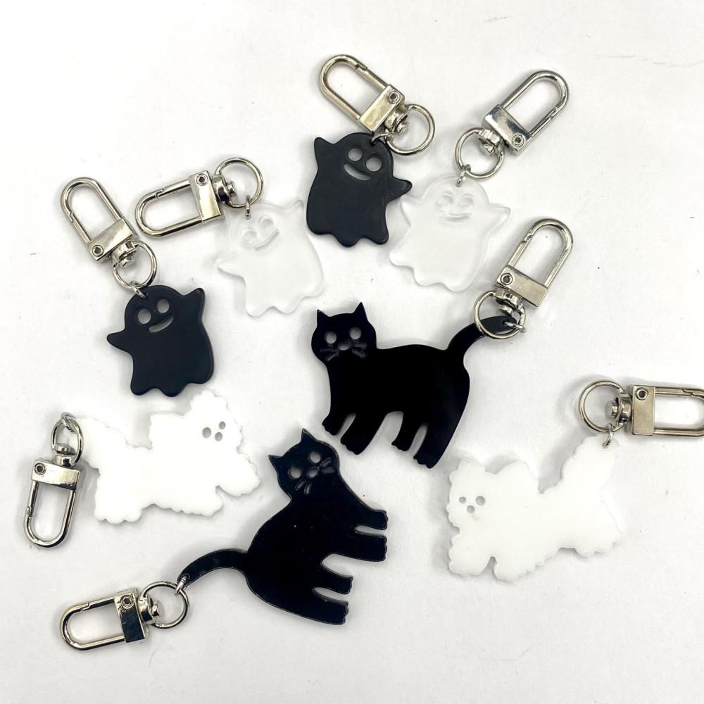 유령 고양이 강아지 키링 아크릴 양면 투명 캐스퍼 휴대폰고리 에어팟 버즈 가방 열쇠고리 귀여운 고스트 커플 우정 선물 기념일 데이트
