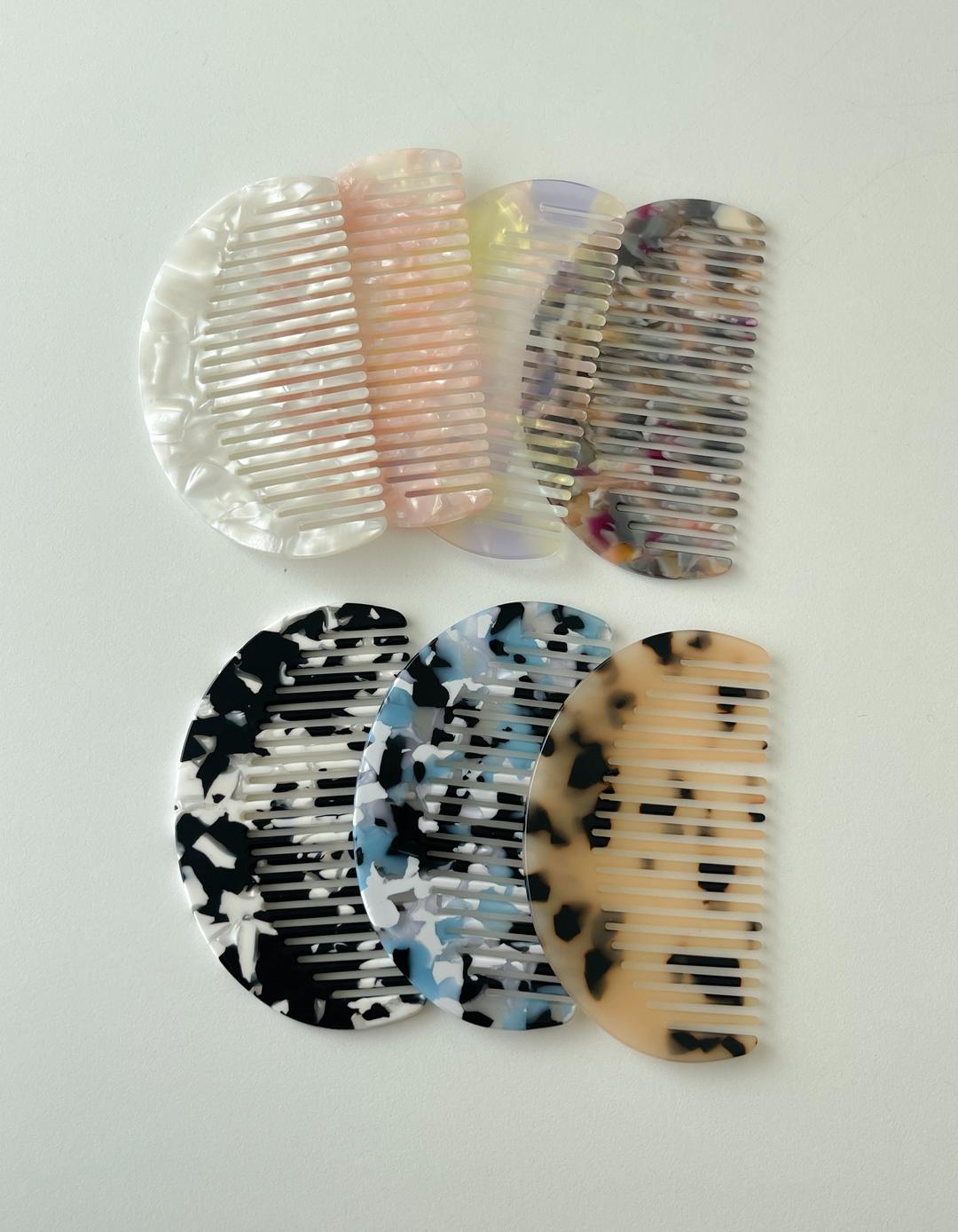 [바이노] 반달 마블 빗_7color / 마블빗 / 셀룰로오스 빗