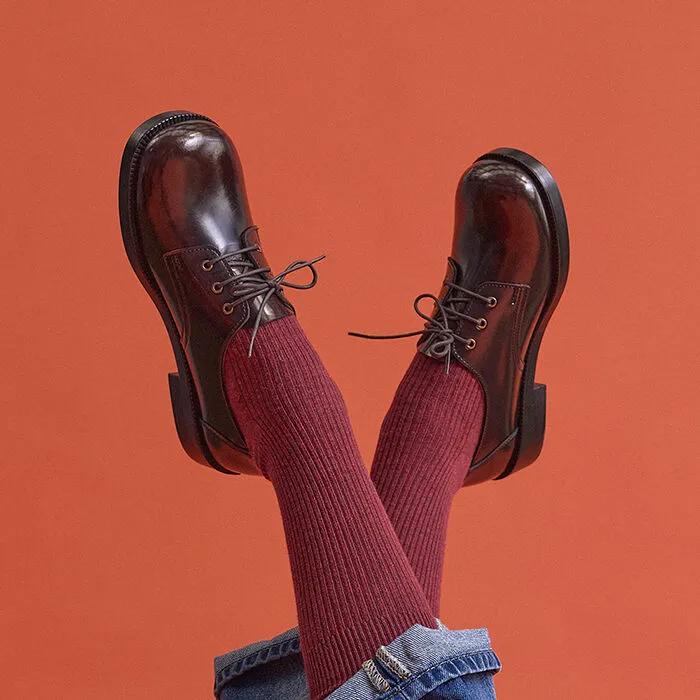 여성용 PU 라운드토 레이스업 슈즈-자메이카 (HS-4902_JAMAICA)