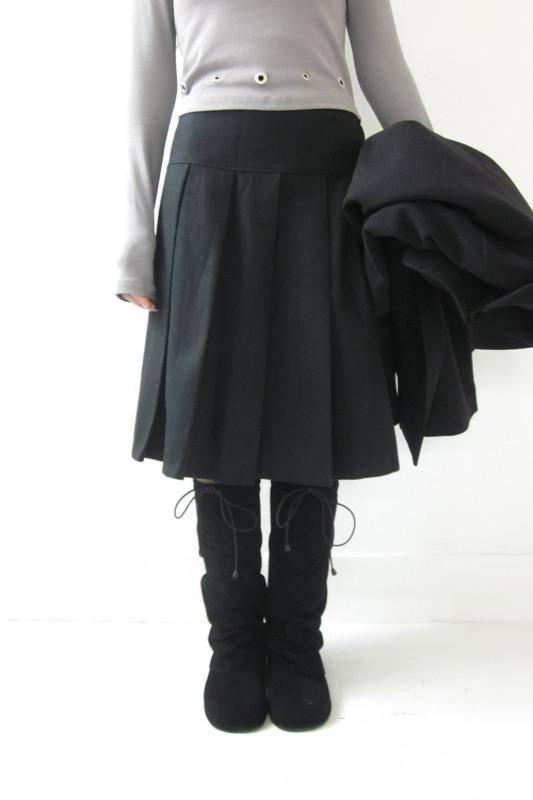 classic pleats midi skirt (2color)