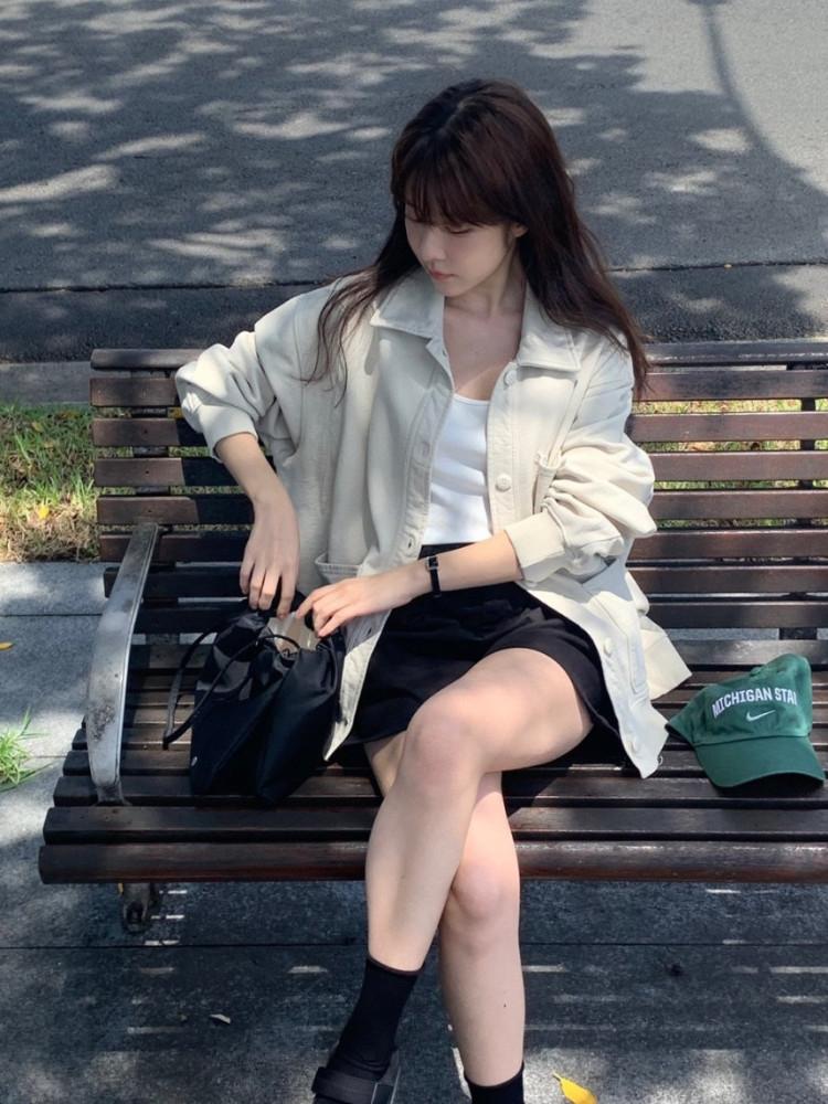 베르가못 메이슨 가디건 카라 포켓 하프 아우터 싱글 코튼 봄 24SS (2컬러)