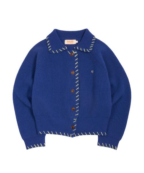 NEEDLE POINT COLLAR CARDIGAN blue