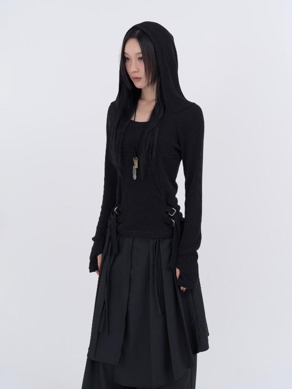 loose neck belted hood tee