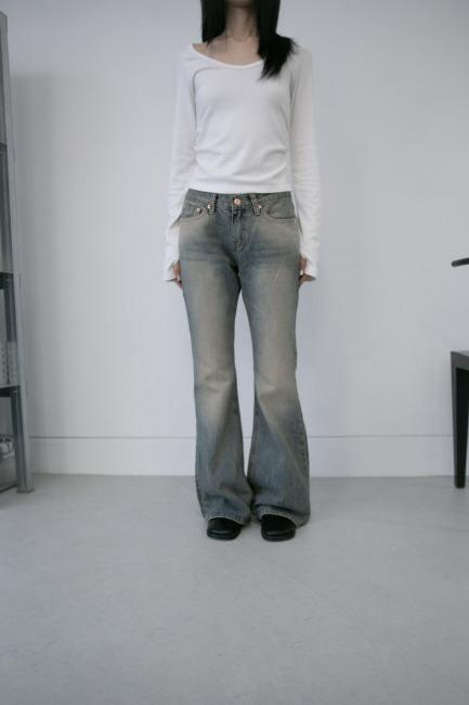 rough semi boots cut denim(S-L)