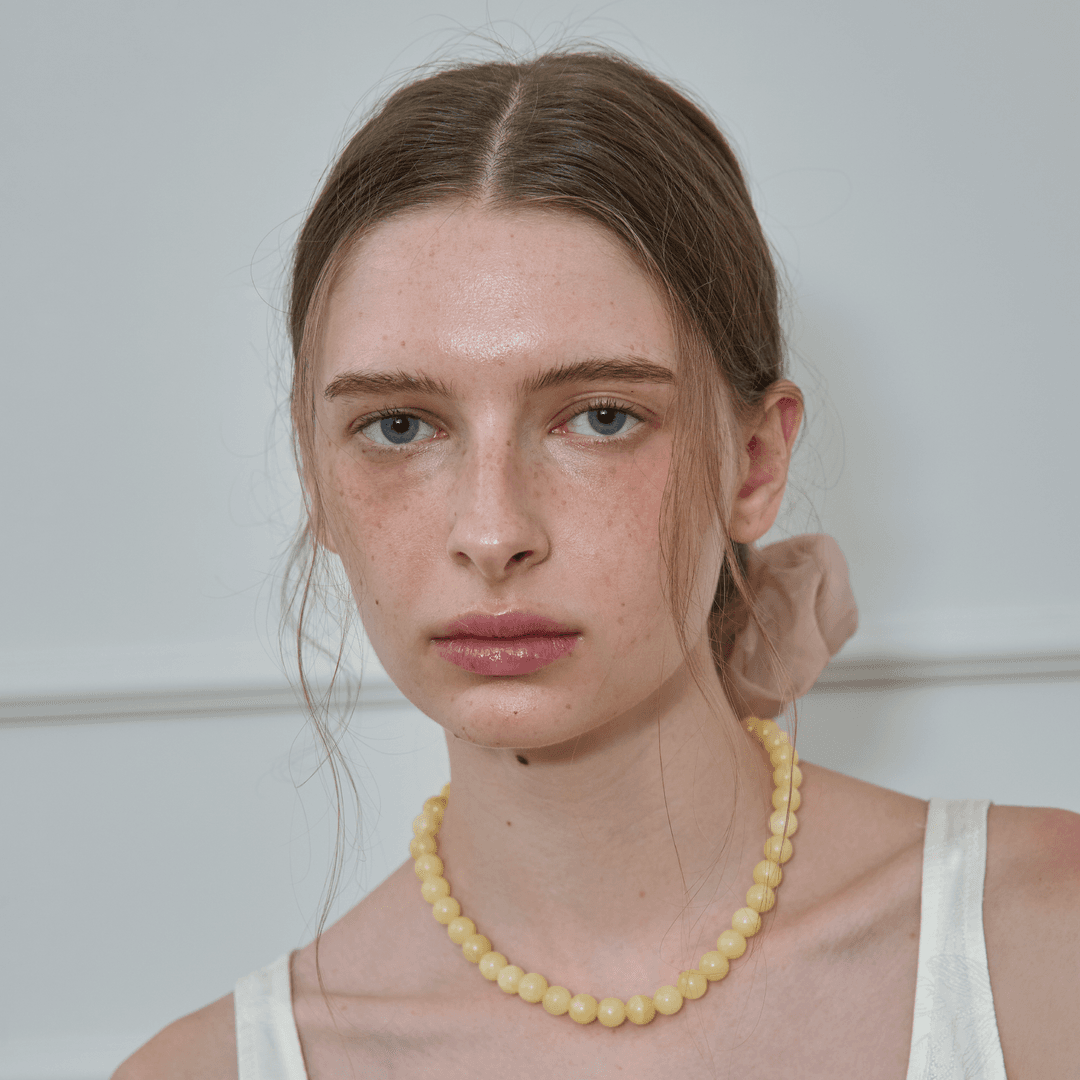 MIX COLOR JADE BALL NECKLACE, YELLOW