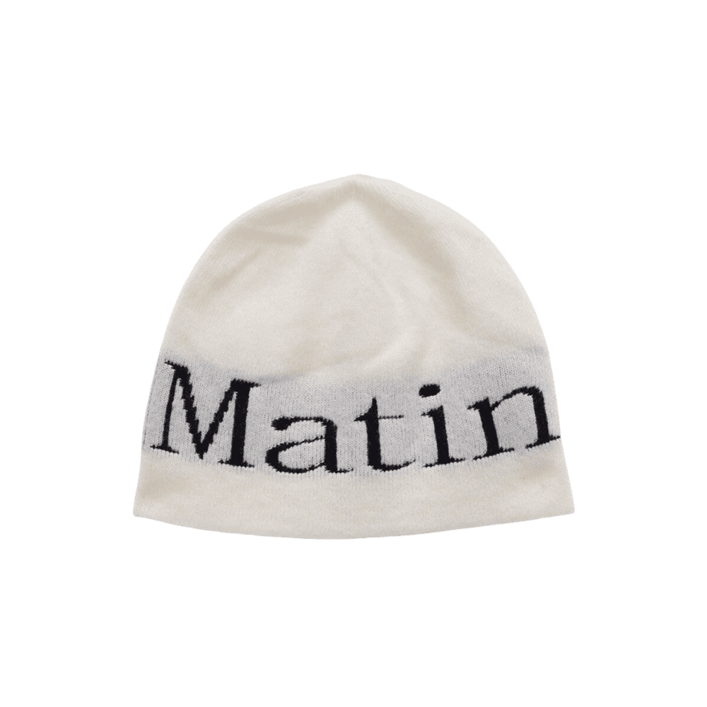 마뗑킴 로고 자카드 숏 비니 화이트