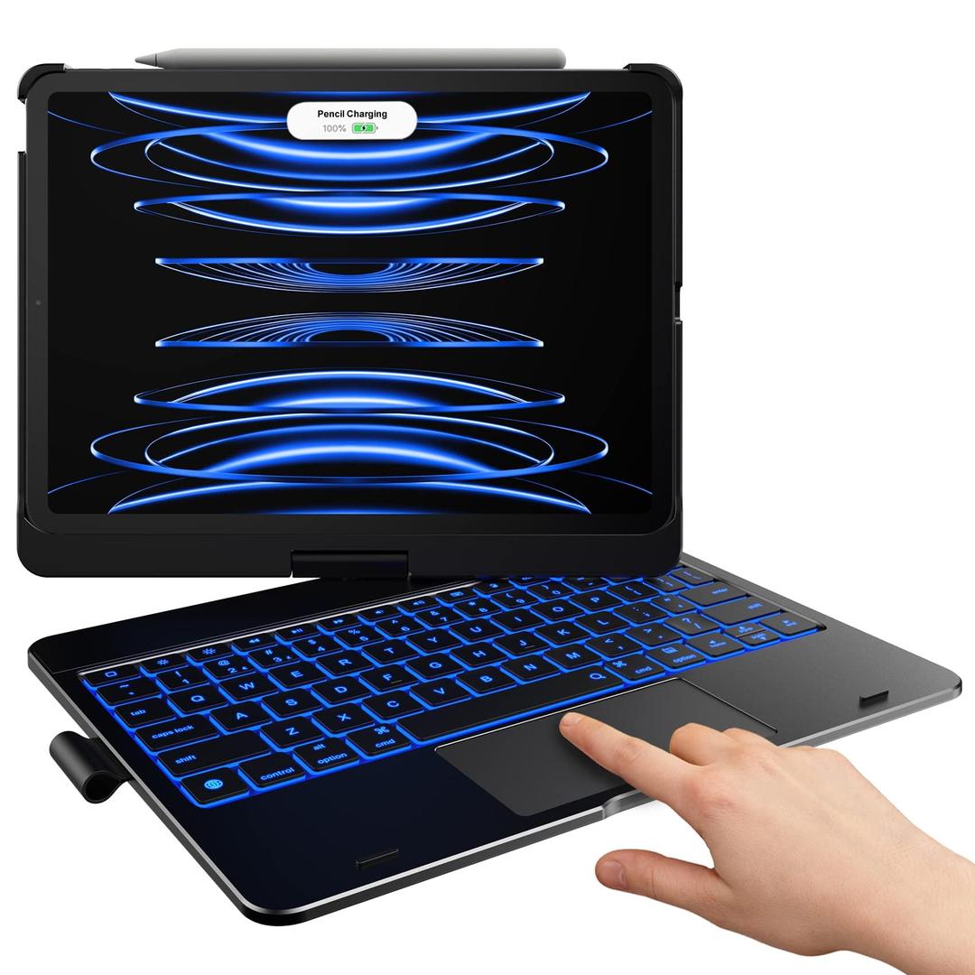 Typecase Touch iPad Pro 11 inch Case with Keyboard - Multi-Touch Trackpad & 11 Colors Backlight & 360° Rotatable - Thin & Light for iPad Pro 11 & iPad Air 5th & 4th Gen & Pencil