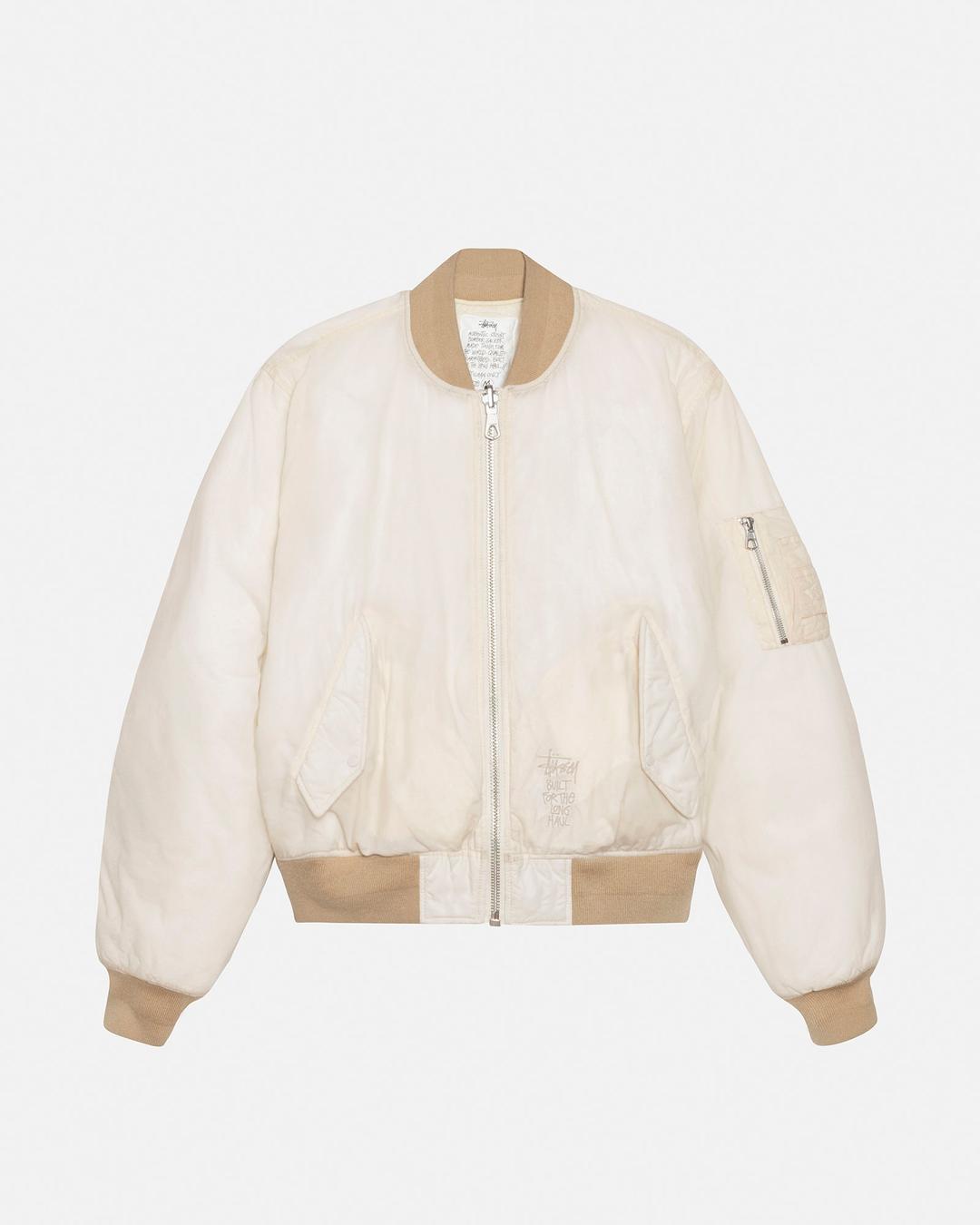 WAXED BUILT BOMBER JACKET - Cream / S