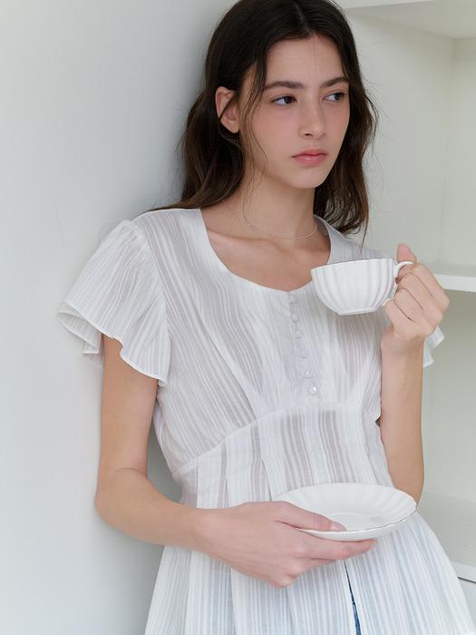 comos 1143 shirring tuck strap blouse (ivory)