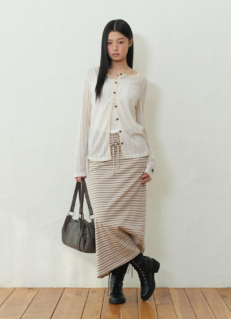 SORT STRIPE LONG SKIRT