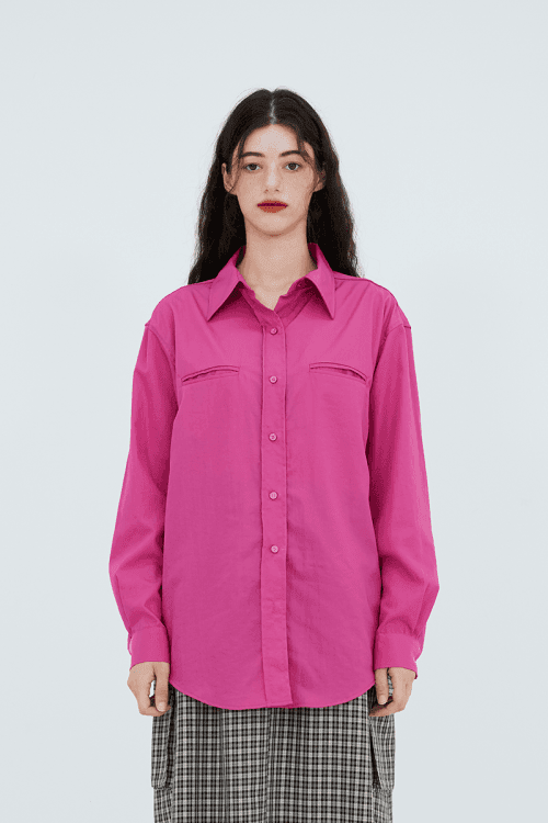 더블립 컬러 셔츠 (핫핑크)