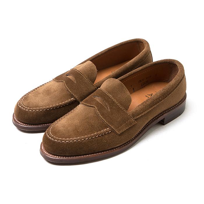 6243F Snuff Suede Penny Loafer with Unlined Vamp Handsewn