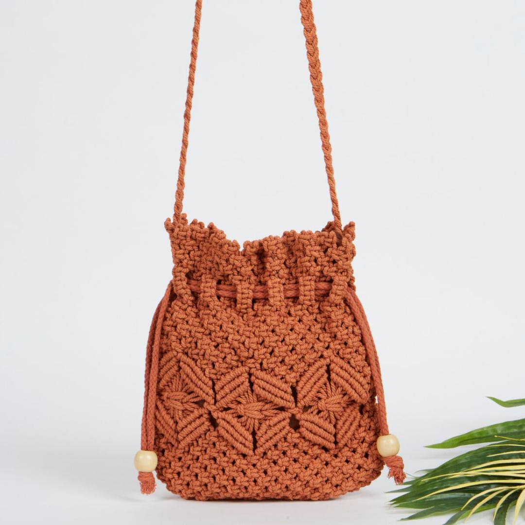 라라 손뜨개 복주머니 백-오렌지