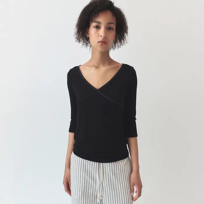 V Wrap Half Sleeve / Black