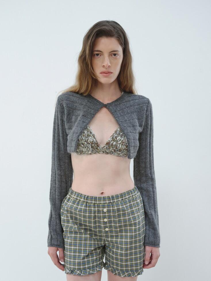 CROPPED BOLERO CARDIGAN - CHARCOAL