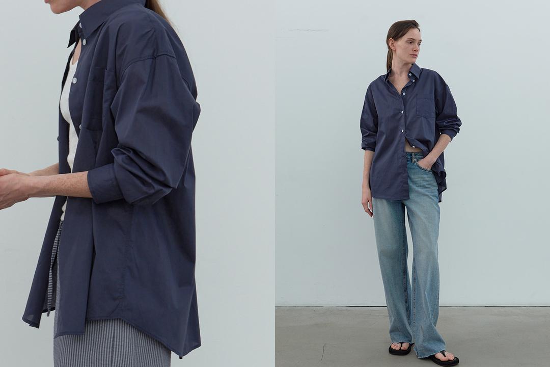 Paper cotton shirt (navy)