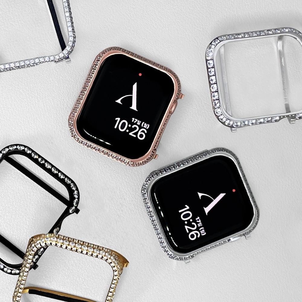 애플워치 크리스탈 커버 베젤 케이스 큐빅 보호 8 7 se 2