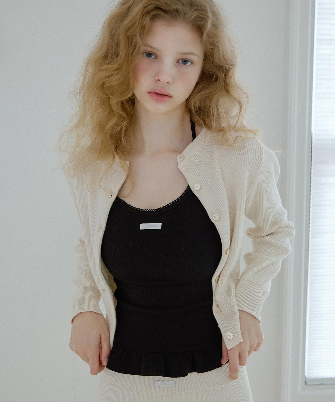 [New Drop 20% Off] Letters Frill Label Halter Neck Top ( Black )