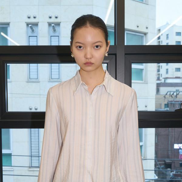 Pastel Striped Ruffle Shirt (Blue)