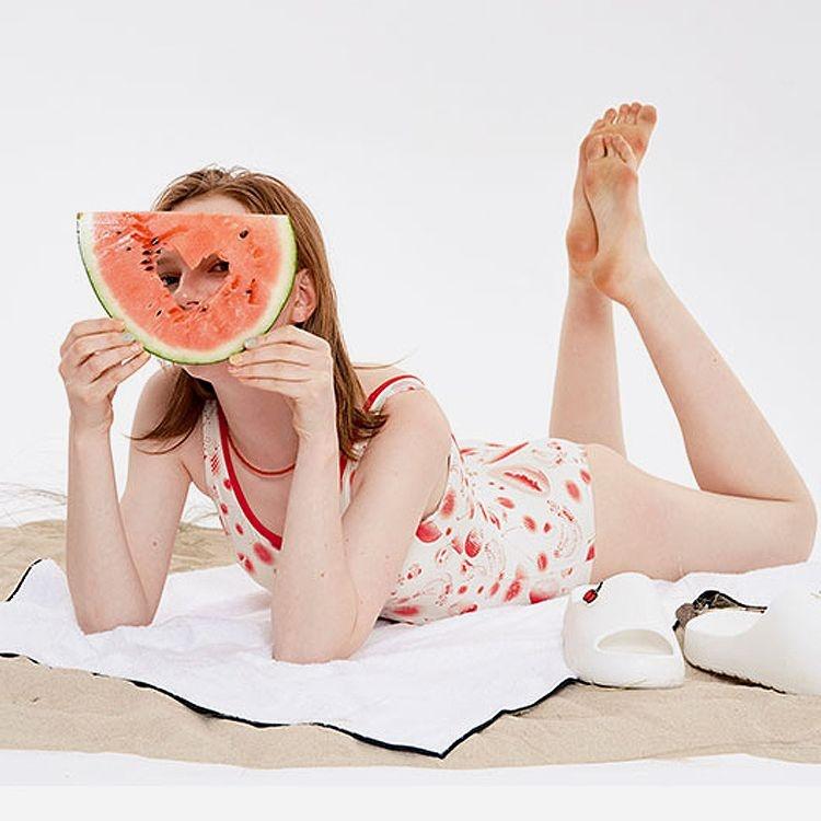 여성 체리 패턴 원피스 스윔수트 KKRHCSW508M