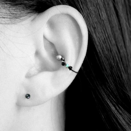 전통 매듭 크리스탈/흑자개 귀걸이/피어싱 SET