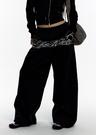 Embroidered Pintuck Wide Pants Black